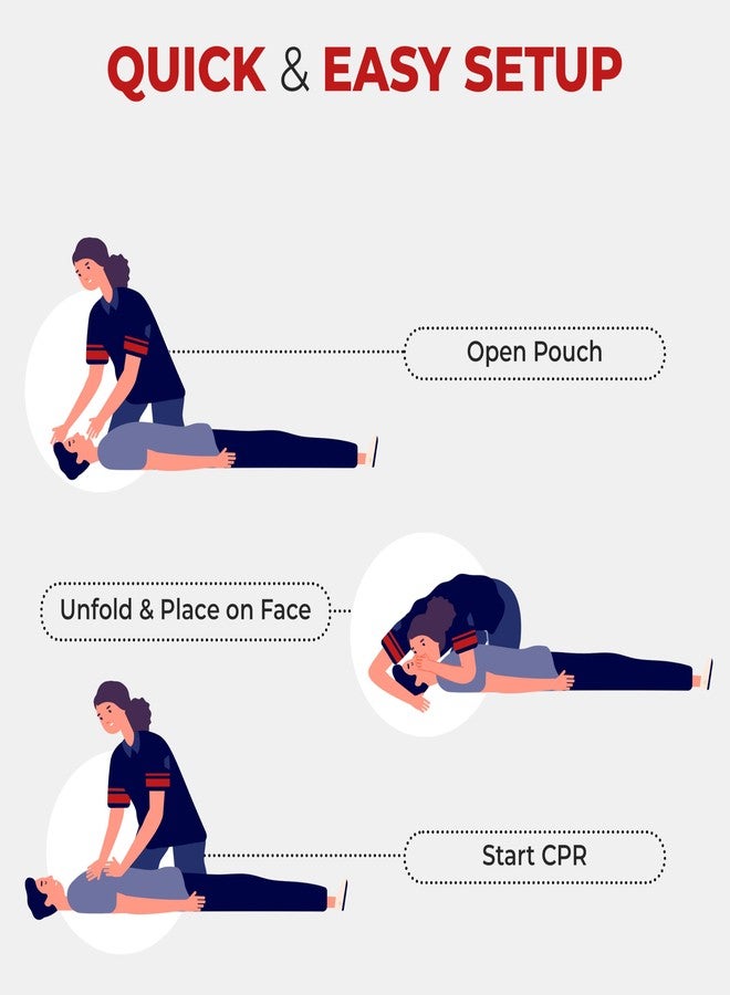 Ever Ready First Aid CPR Mask for Pocket or Key Chain, CPR Emergency Face Shield with One-Way Valve Breathing Barrier for First Aid or AED Training, 5 Count - Purple - Image 5